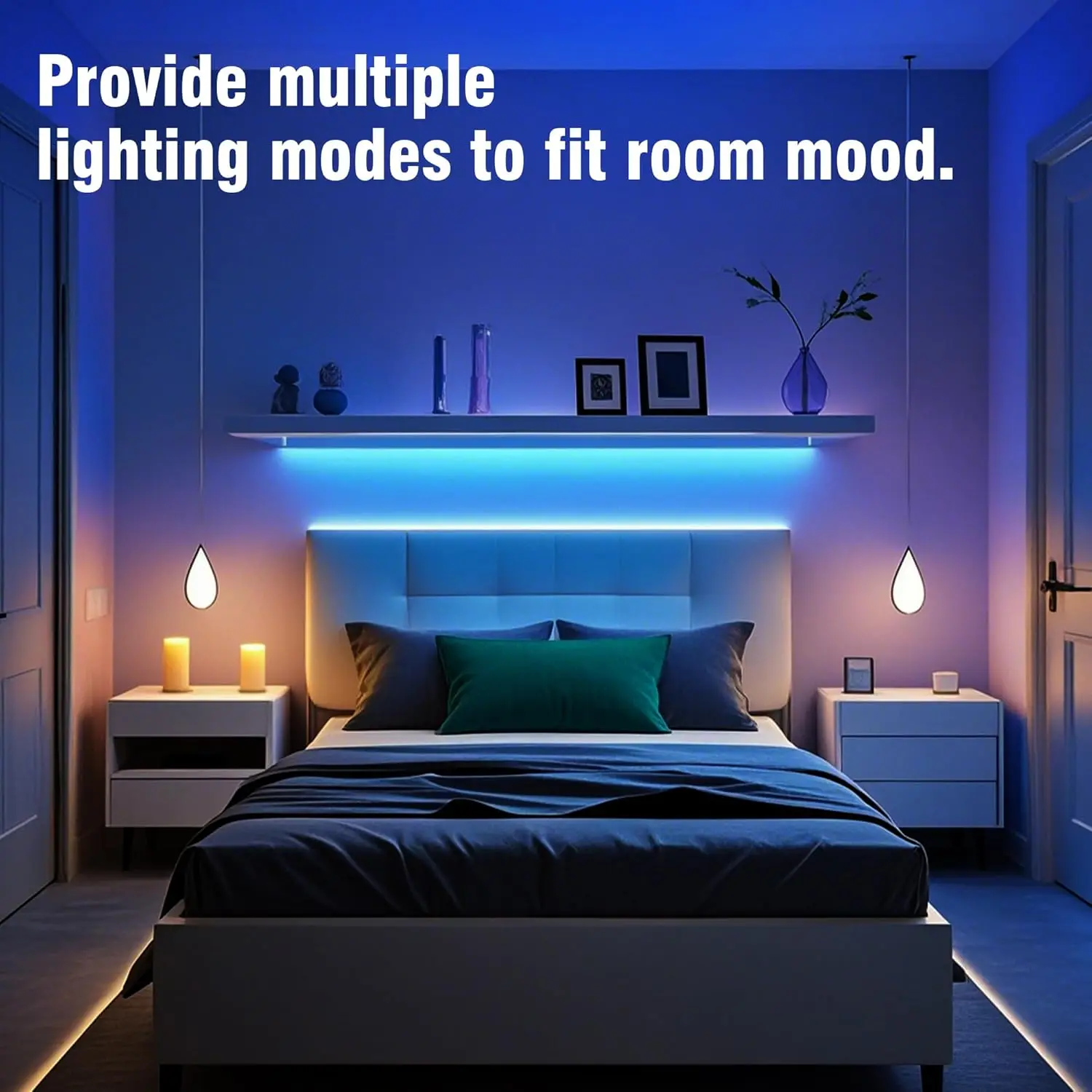 شريط أضواء Led 12D 1-40M لغرفة النوم، مجموعة شرائط إضاءة LED متغيرة الألوان مع 44 مفتاحًا عن بعد بالأشعة تحت الحمراء والتحكم في التطبيقات الذكية، RGB