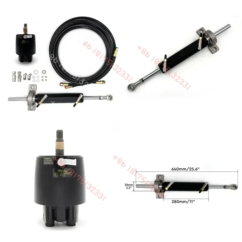 

Winibo ZA0450 Hydraulic Outboard Steering System Kit Marine Supplies Including Cylinder & Hydraulic Motor Steering