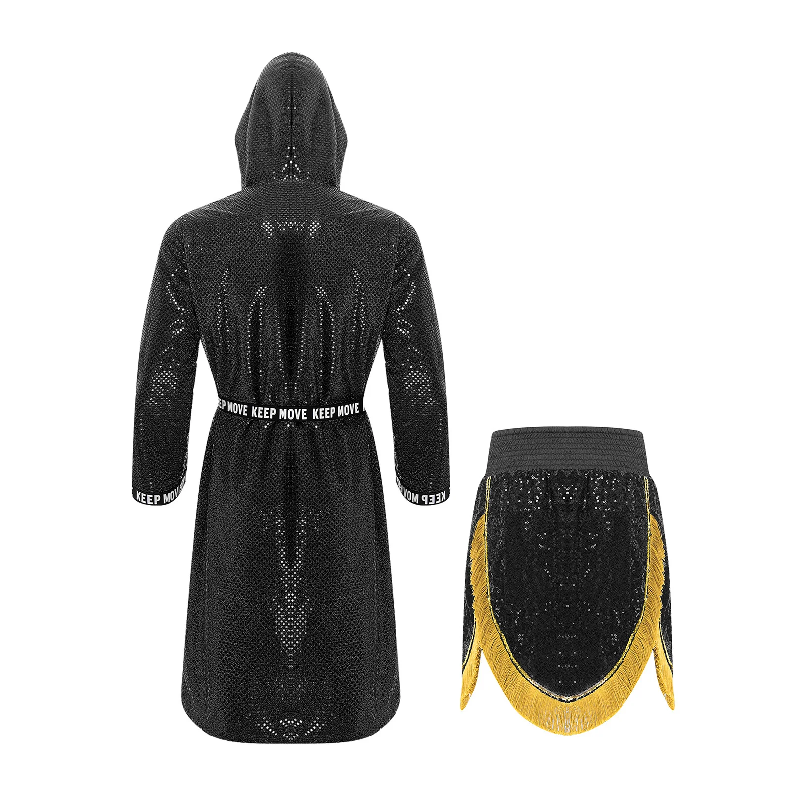 Men Boxing Boxer Competition Robe With Belt And Fringes Boxing Shorts for Boxing Muay Thai Martial Arts Performance Costumes