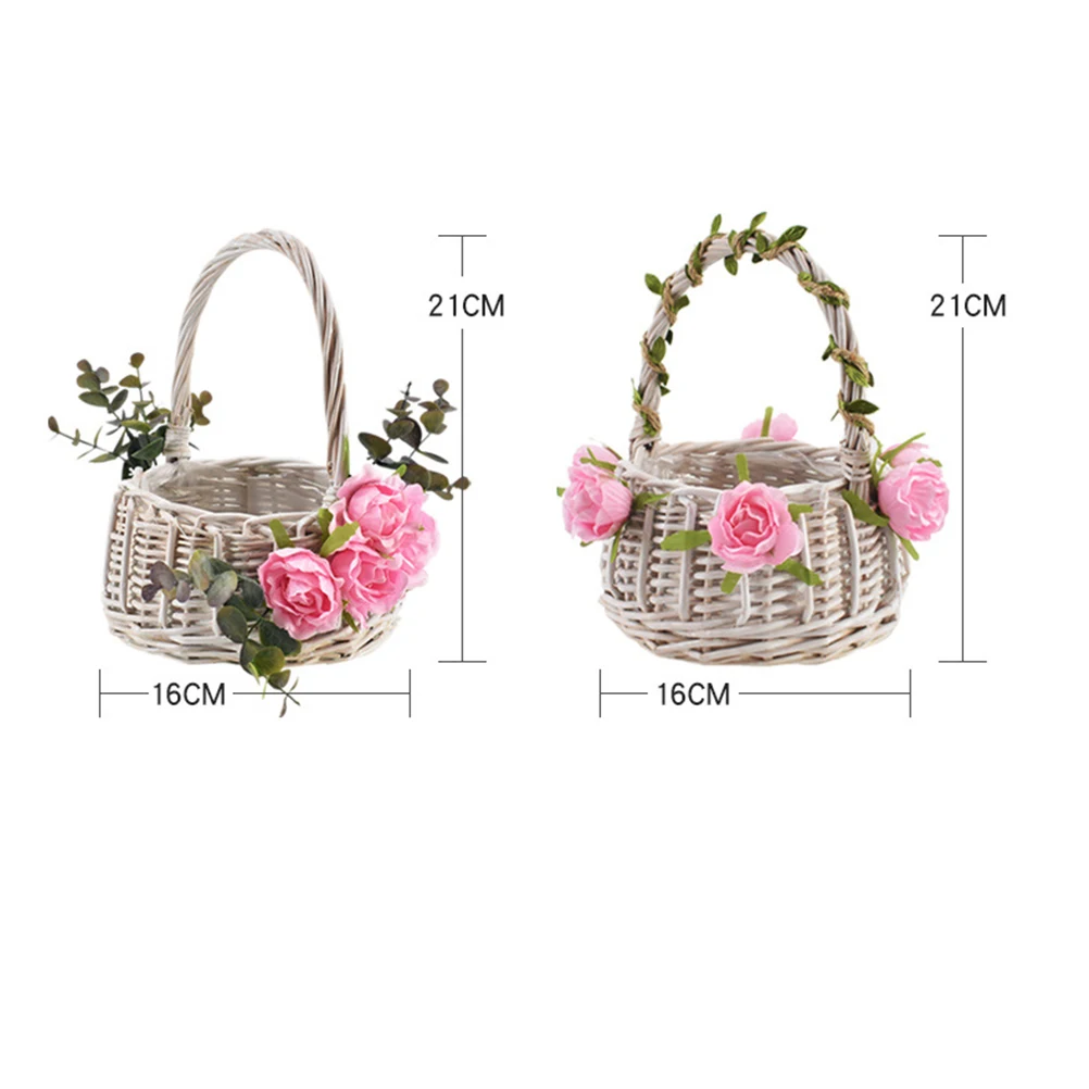 

1pc Flower Girl Basket Wedding Baskets for Flowers Rose Petals Candies Woven Bamboo Storage Baskets Household Collecting Tools