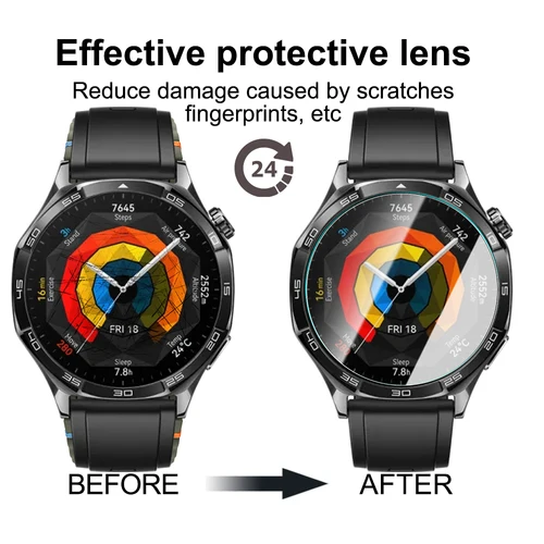 Imagen 2 del producto Protector de pantalla de cubierta completa para Huawei Watch GT 5, películas de protección antiarañazos de vidrio emperado de 41MM/46MM para Huawei Watch GT5
