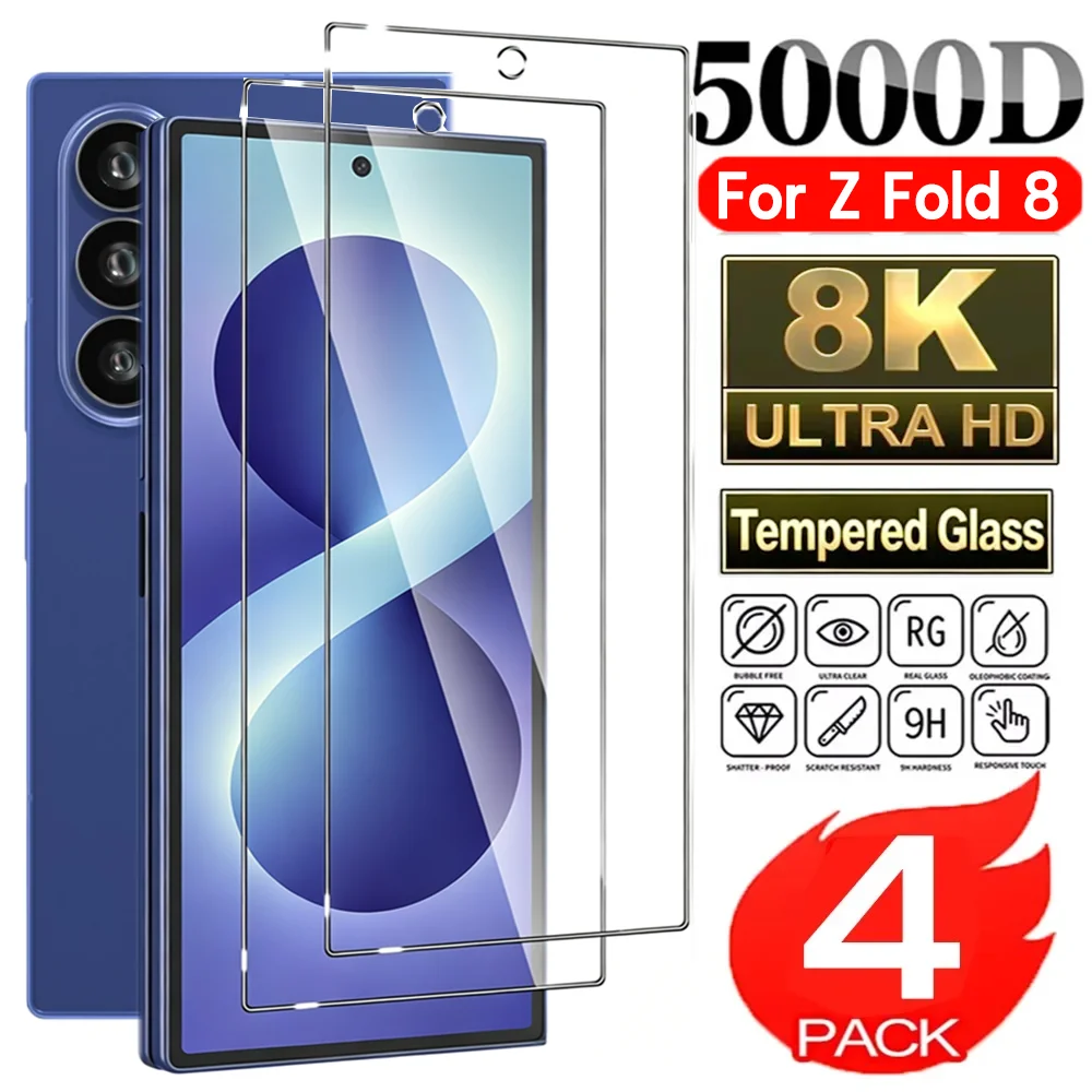 4-1PCS Tempered Glass for Samsung Galaxy Z Fold 8 Wide 8 Ultra Screen Protectors HD Clear Glass Anti-scratch Protective Films