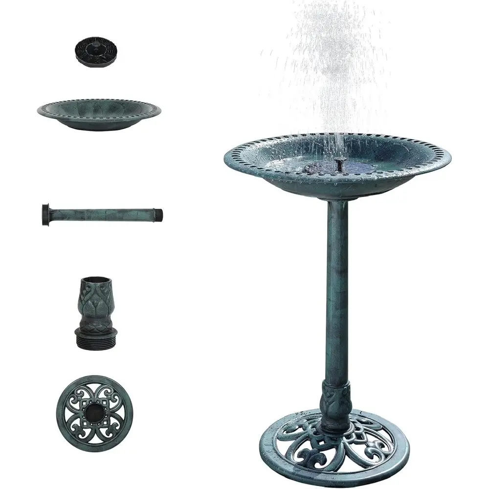

Weather-Resistant Antique Green 28 Pedestal Bird Bath for Outdoor Garden Decor