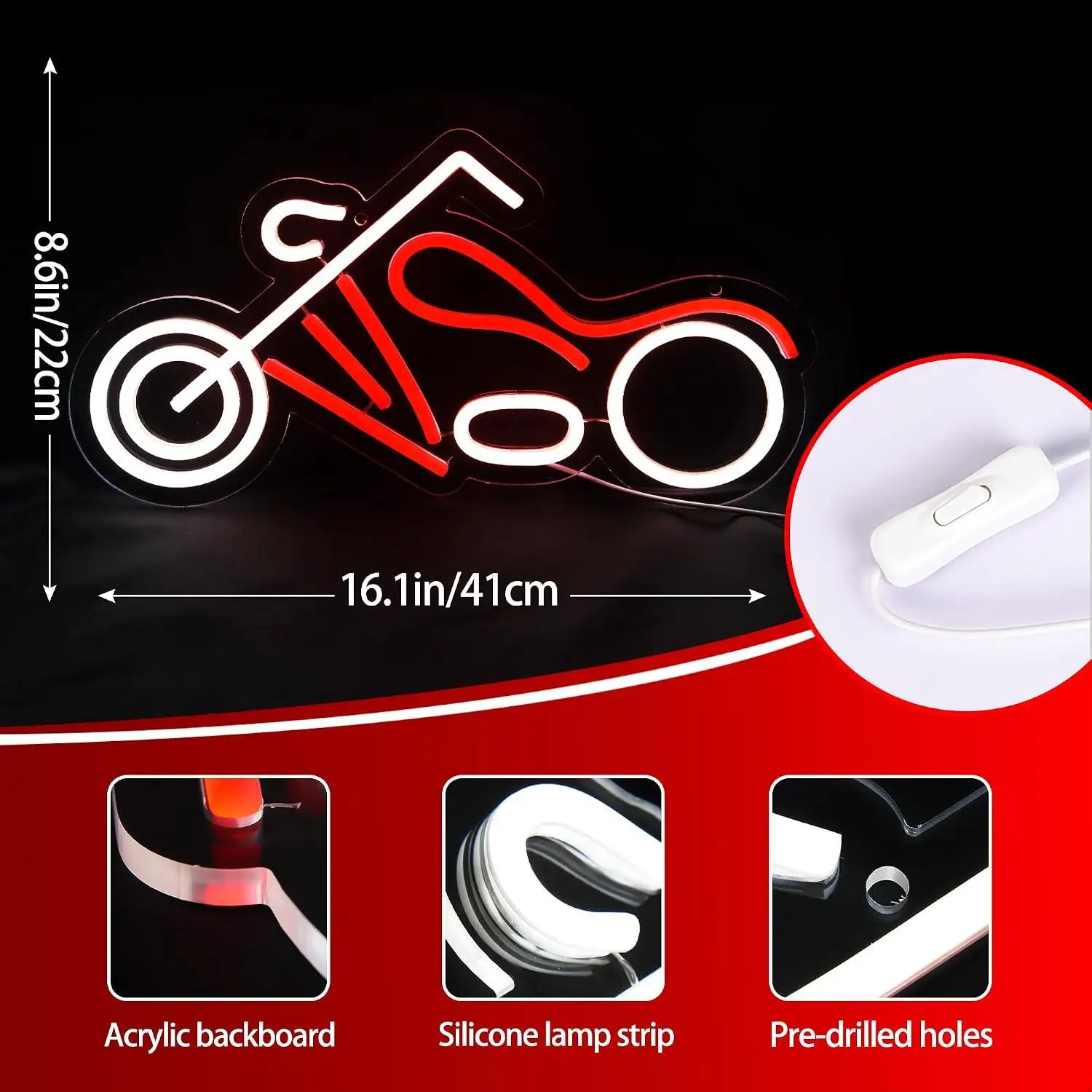 Retro Motorcycle Neon Sign USB Dimmable LED Lights For Garage Man Cave Biker Bar Motor Enthusiast Themed Wall Decor Night Light