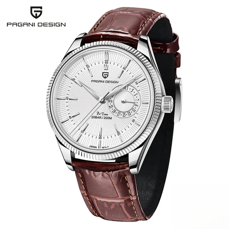 PAGANI DESIGN Men Quartz Watch 40mm Case Sapphire Glass Sports Waterproof Stainless Steel Wristwatch