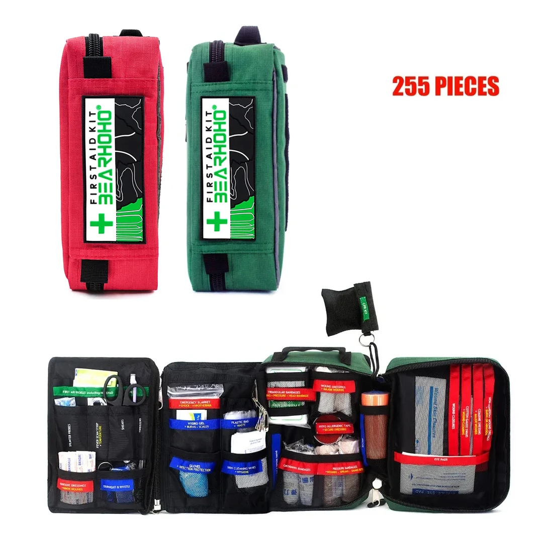 Bearholarge-Kit de primeros auxilios de tamaño práctico, Kit de emergencia, bolsa de rescate médica para el lugar de trabajo, hogar, coche al aire