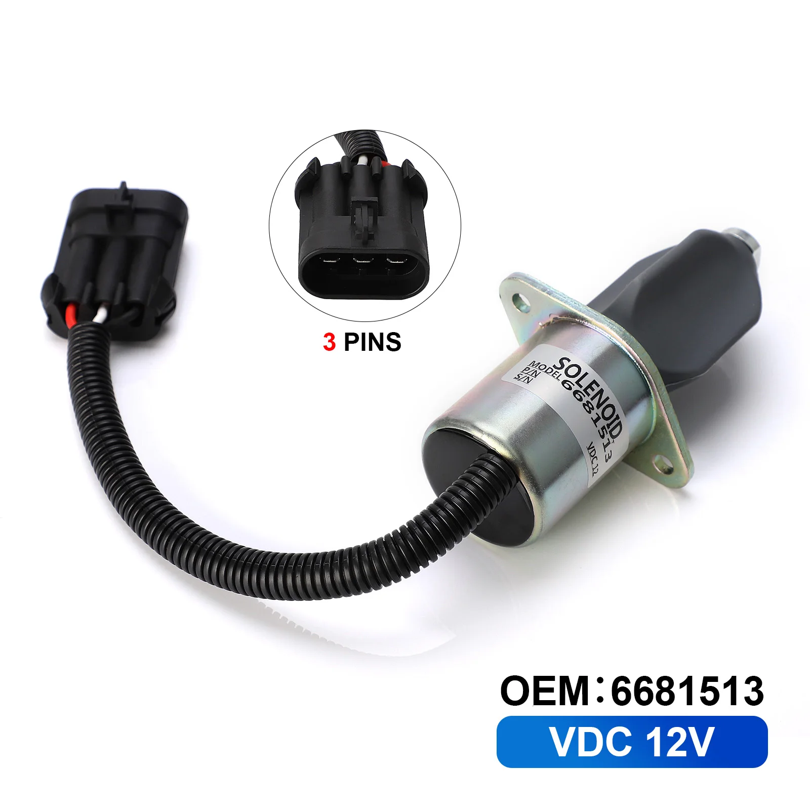 6681513 6681512 6667993 Fuel Shut Off Solenoid Valve 12V for Bobcat Skid Steer 751 753 763 773 853 863 873 883 953 325 328 331