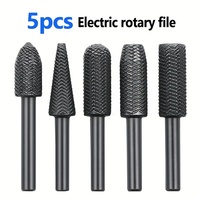 5pcs Premium Carbide Burr Set - High-Speed Cutting, Wood Carving, Rotary Rasp Drill Bit Files for Woodworking, Carpentry, Engrav
