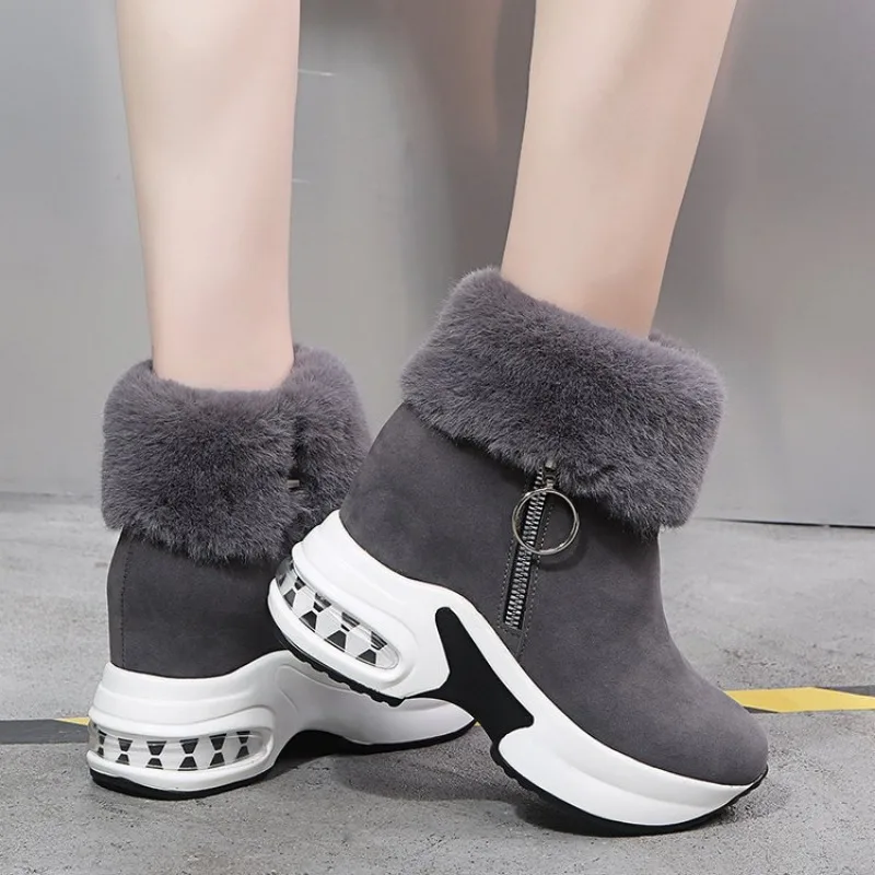 รองเท้าบูทสตรีฤดูหนาวรองเท้าข้อเท้าอุ่น 2024 ใหม่แพลตฟอร์มThicken Plushแฟชั่นSnow Boots Suedeสั้นหญิงBooties