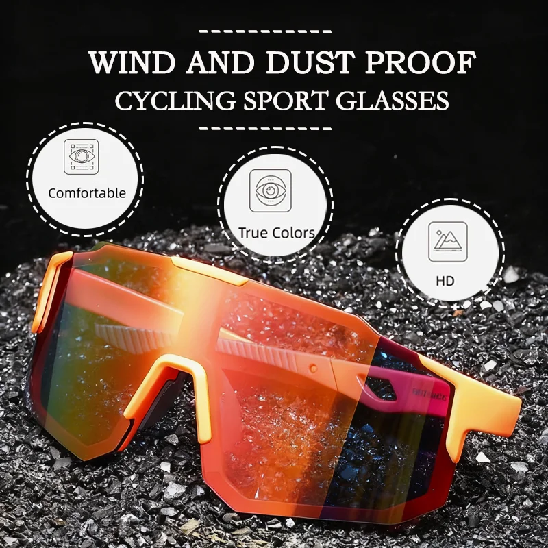 Bunte Unisex-Reitbrille, blendfrei, wind- und staubdicht, Metallscharnier, Outdoor-Brille, rutschfeste HD-Brille mit übergroßem Rahmen