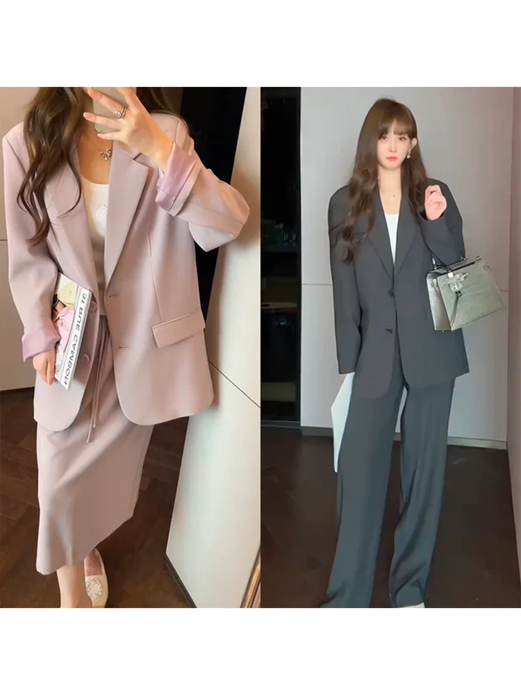 

Mimius Early Autumn Commute Simple Loose Women's Suit Jaet Versatile Long Pants f Skirt Set Hanfu Sle Faionable