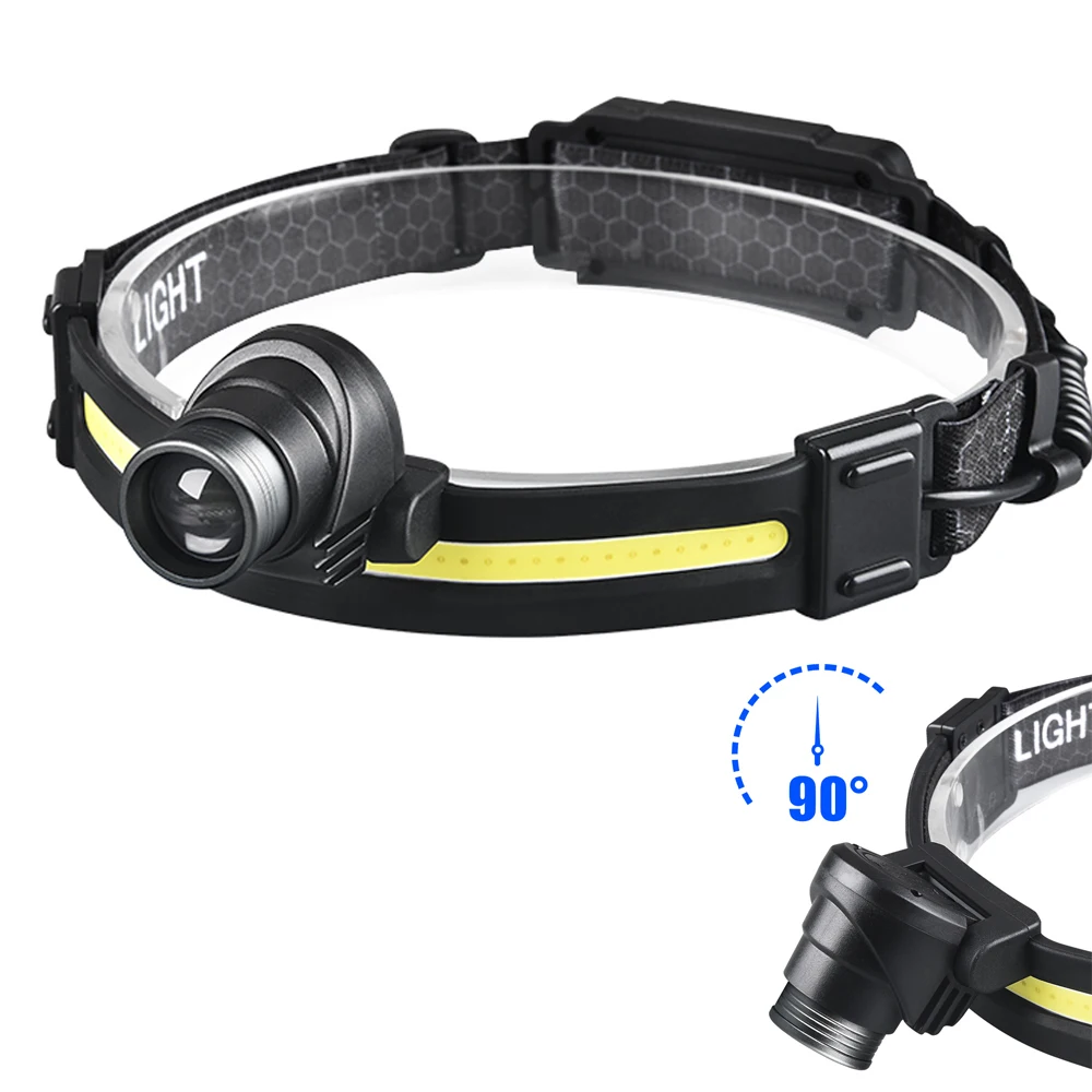 550LM COB LED Induction Riding Headlamp 1200mAh USB Rechargeable Hunting Flashlight Work Light 3Modes Warning Flashlight Torch