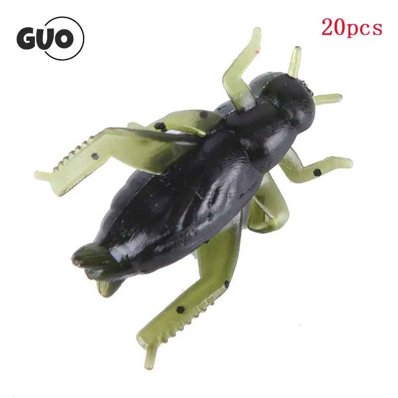 20pcs Grasshopper Floating Artificial Fishing Lures Insect Bait Pesca Lightweight Ocean Wobblers Soft Silicone Cricket Bait