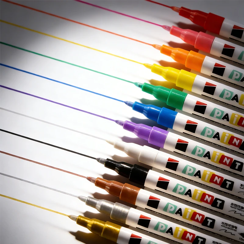 

12 Colors Eco-Friendly Paint Marker Set - 1.0mm Fine Tip for Model Painting, DIY Crafts & Precision Marking - Waterproof