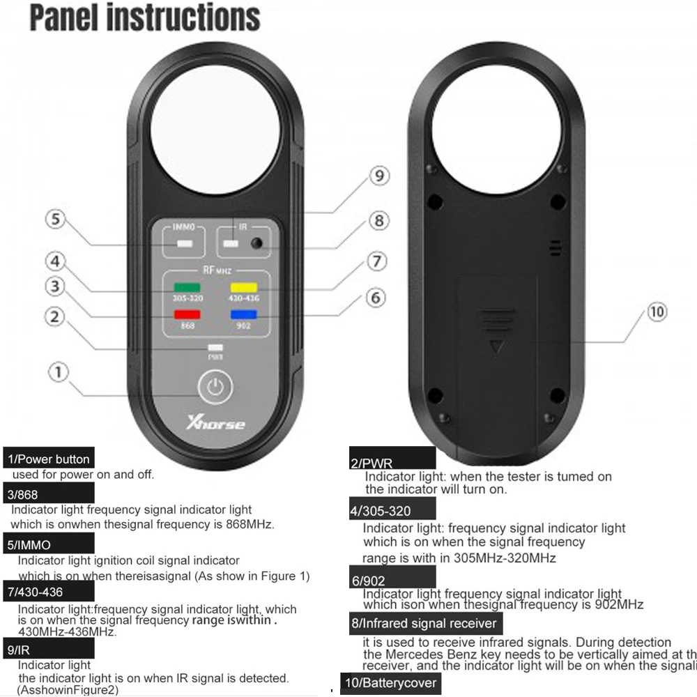 Xhorse XDRT20 V2 Frequency Tester Infrared Signal Detection For 315Mhz 433Mhz 868Mhz 902Mhz All Car Key Remote Frequency Test