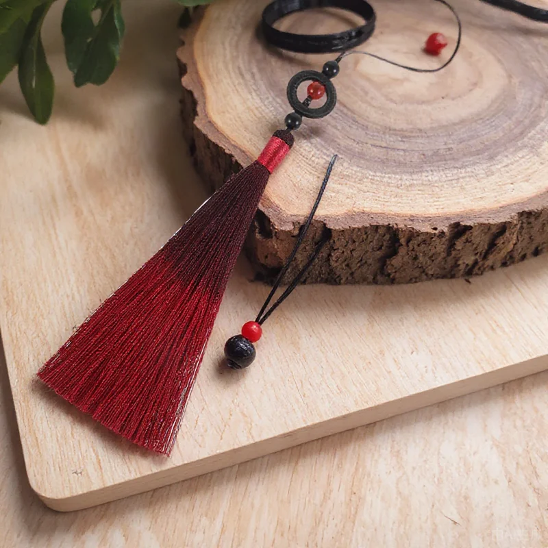 

Chinese Decor Tassel Round Fans Polyester Bell Pendant Transport Beads Martial Arts Accessories ornaments
