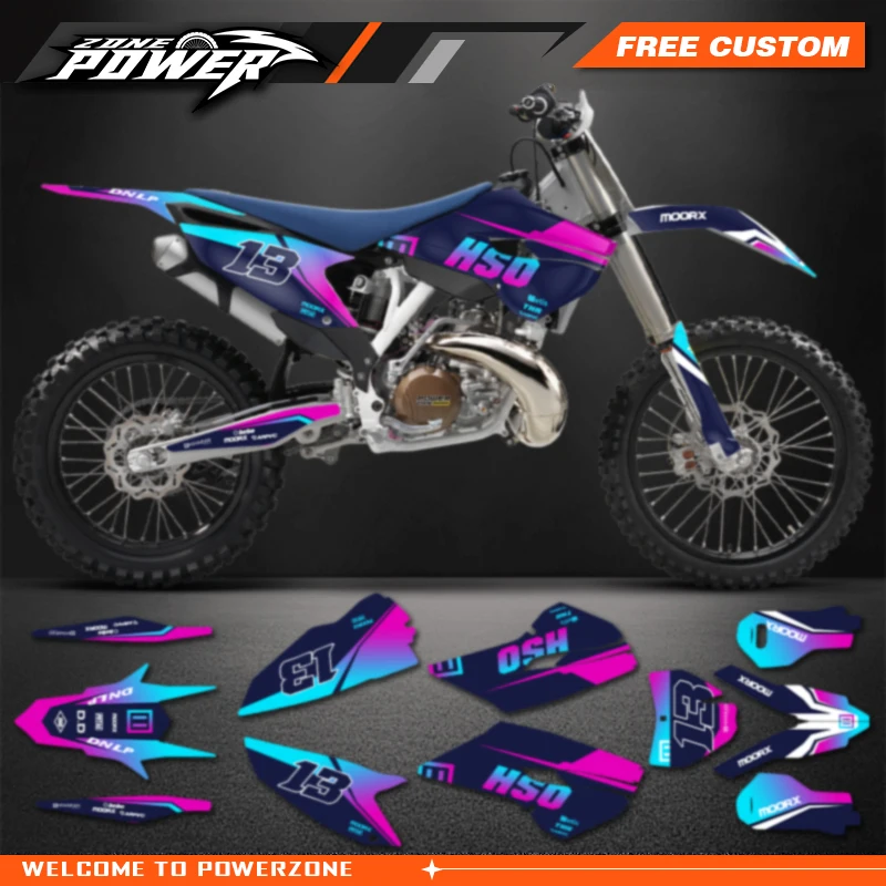 Powerzone grafika motocykla tło naklejki zestawy naklejek dla Husqvarna TC FC 2014 2015 TE FE 2014 2015 2016 125-450cc 46