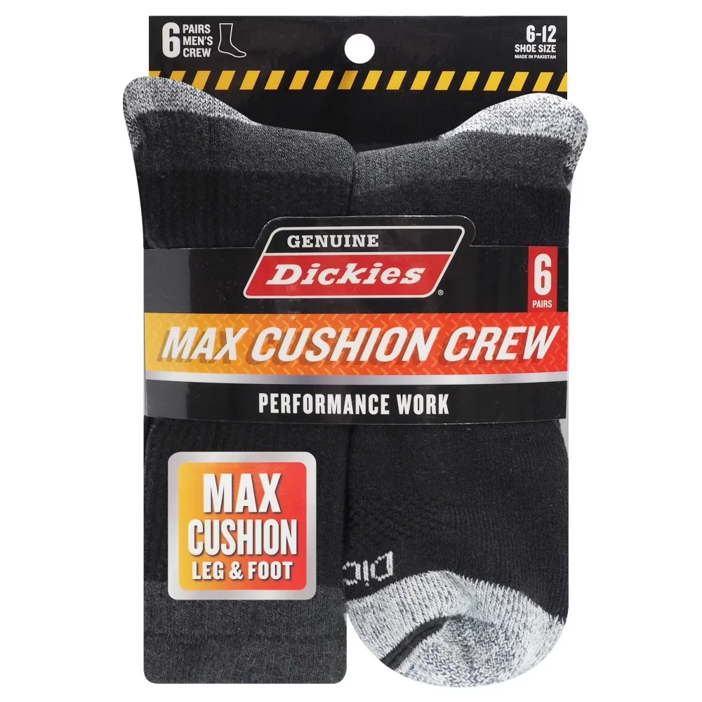 Max Cushion Crew Socks 6 Pairs Pack Men's Black Ankle Socks for Daily Sports Casual Wear Size 6-12 view 2