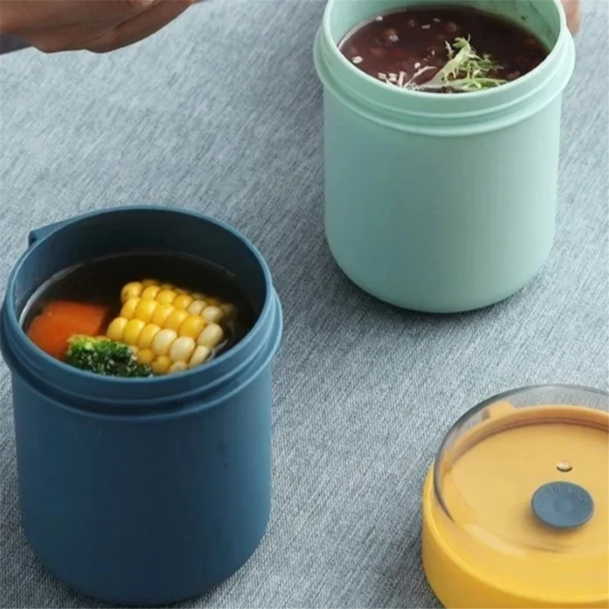 Portable Breakfast Cup Oatmeal Cup Cereal Nut Yogurt Mug Snack Cup Soup Mug Microwave with Lid Spoon for Kitchen Tool-A70Z