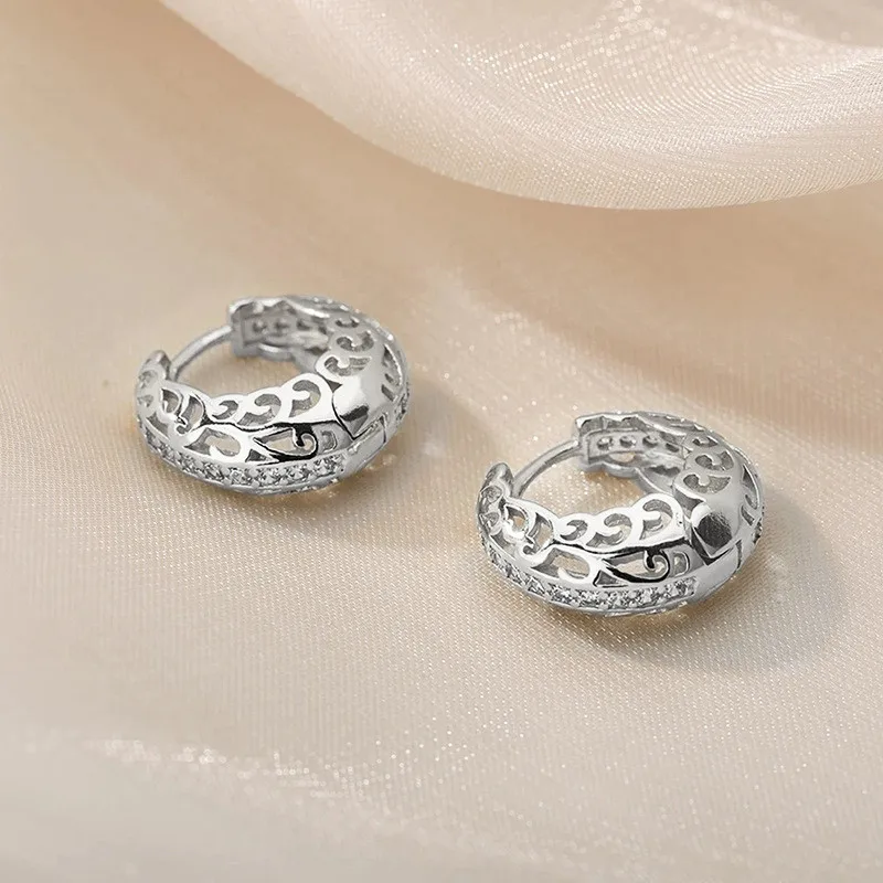 925 Sterling Zilveren Zirkonia Oorringen Voor Vrouwen Statement Accessoires Vrouwelijke Bruiloft Oorbellen Nieuwe Trendy Sieraden