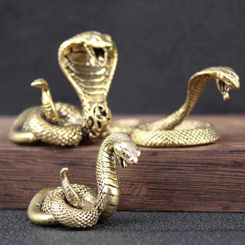 3 Styles Vintage Brass Mini Snake Antique Bronze Decor Figurines For Interior Decoration Desktop Ornament Tea Pet Home Decor