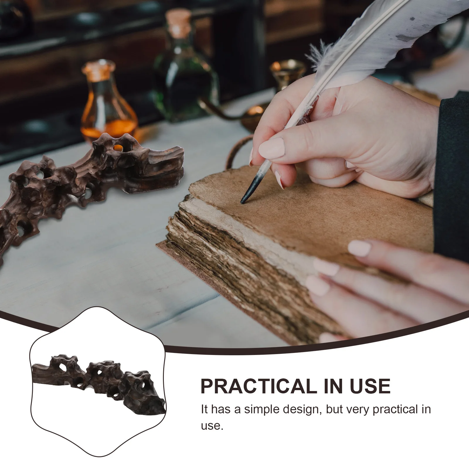 

1pc Red Sandalwood Calligraphy Pen Holder Premium Wood Brush Pen Rack For Ink Brush Storage Writing Tool Organizer Art