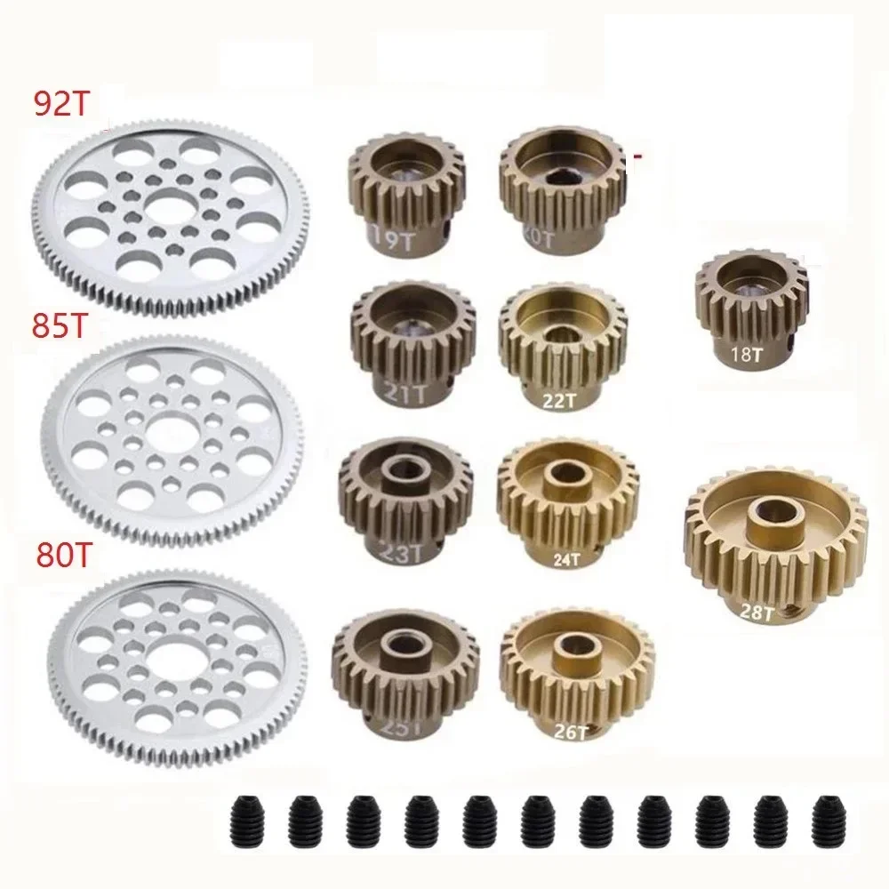 Ingranaggio cilindrico in metallo 48P 92T 85T 80T pignone 18T 19T 20T 21T 22T 23T 24T 25T 26T ingranaggi motore per Sakura R31 G31 SCX10 AX10 Trxs HPI