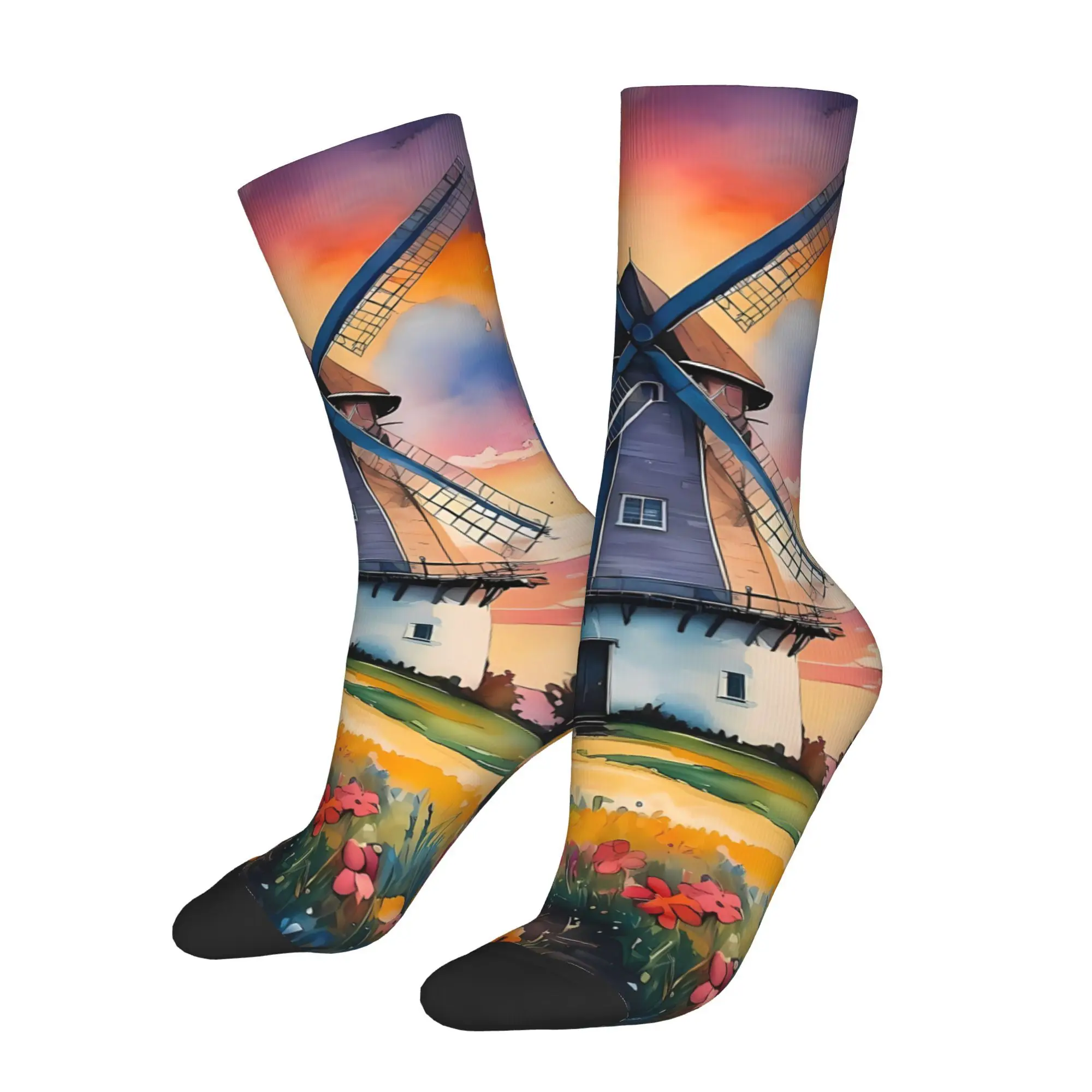 

Мужские носки с принтом ветряной мельницы из полиэстера