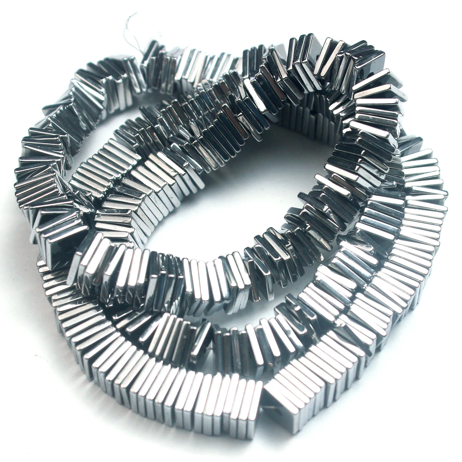 Flache quadratische Flocken aus Gold-Silber-Hämatit-Natursteinperlen, lose Spacer für DIY-Schmuckherstellung, Armbänder, Halsketten, Zubehör – Detail 6