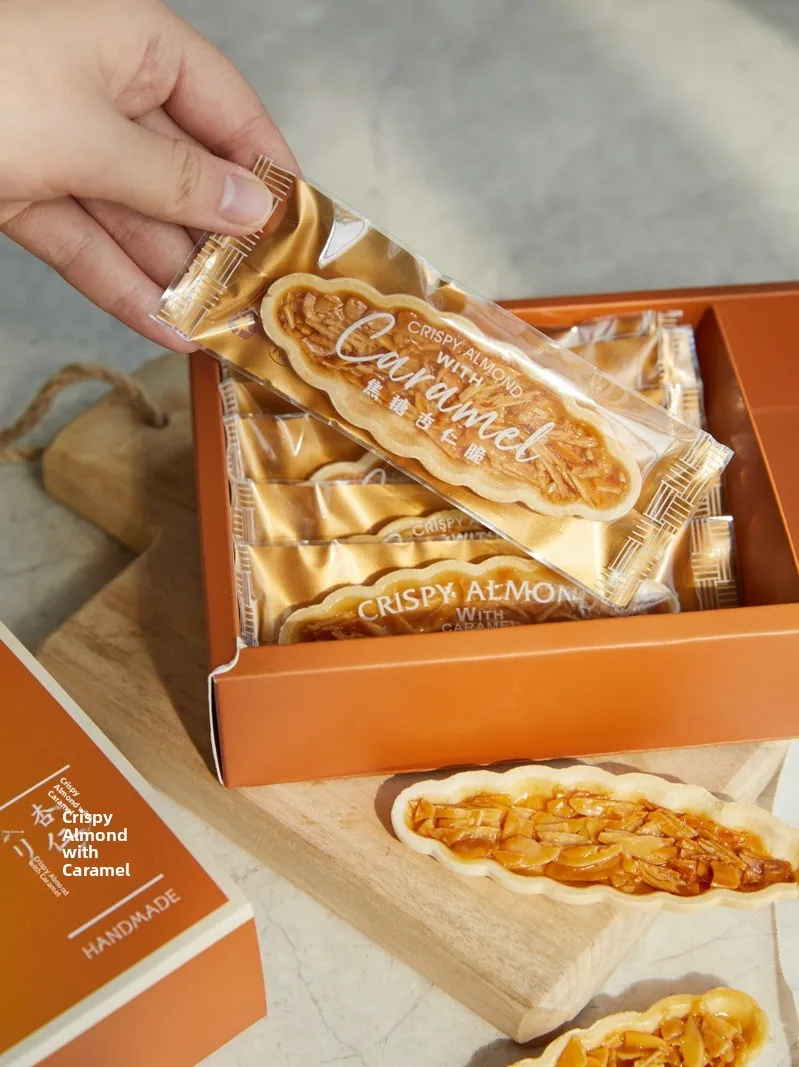 Caja de embalaje de galletas de barco de arroz glutinoso de almendra y caramelo, caja de regalo de pastelería de turrón, uten...