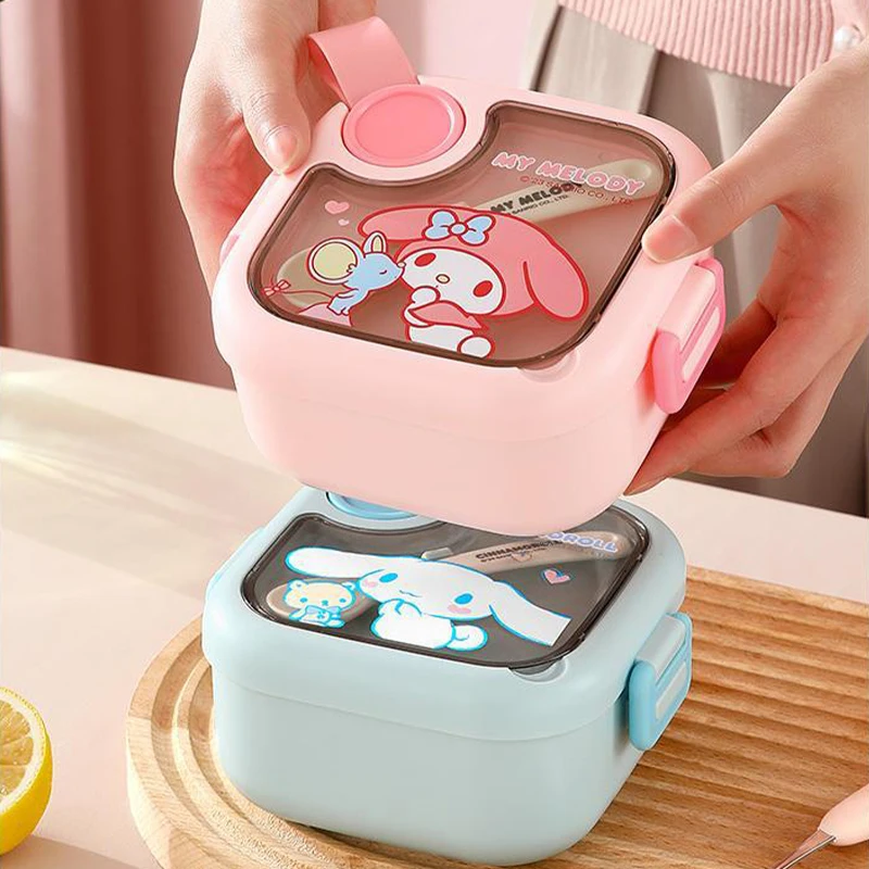 Sanrio Kawaii Cinnamoroll Lunch Box MyMelody Children Portable Anti Scalding Students Safe and Healthy Stainless Steel Lunch Box