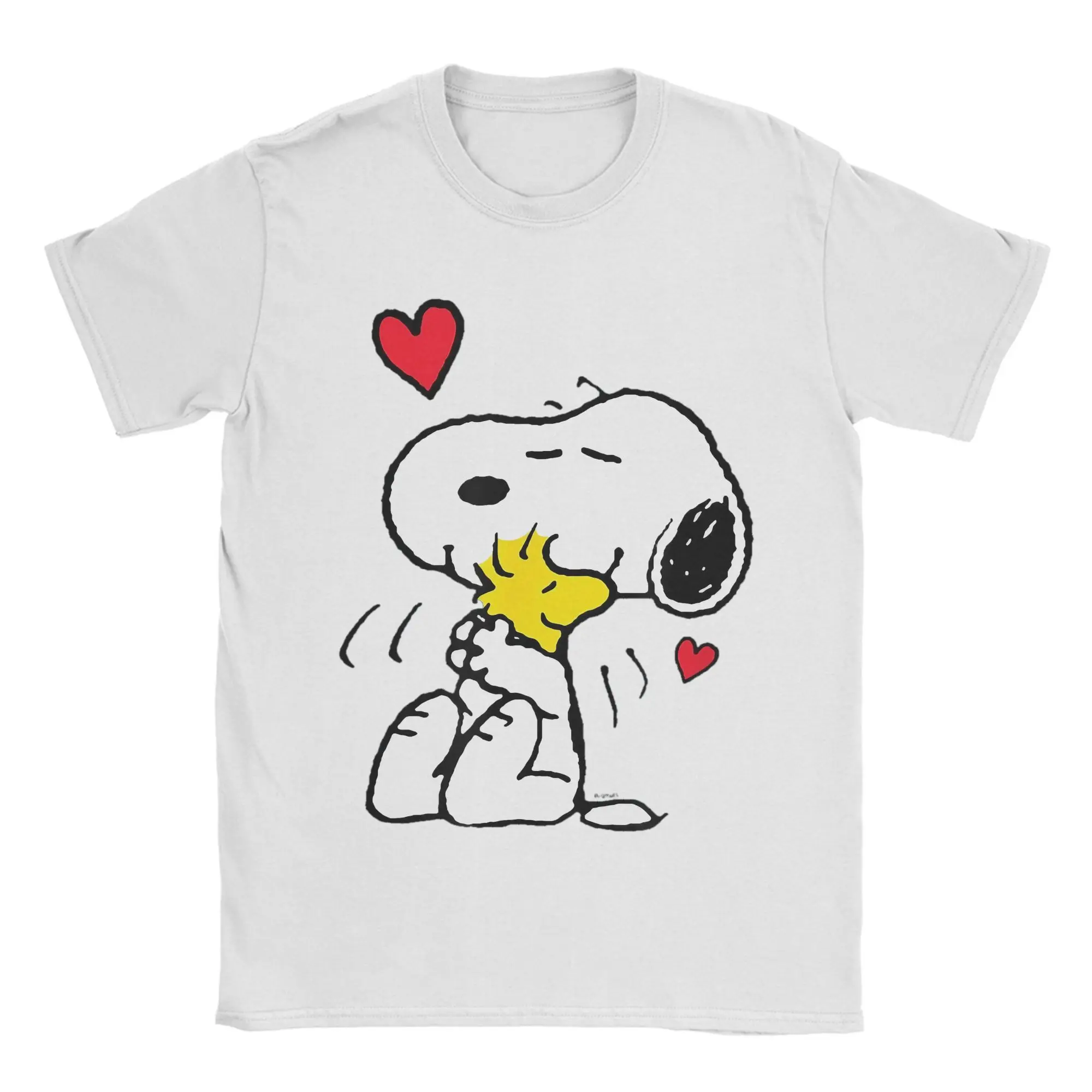 Camiseta para hombre Peanuts Valentine Snoopy Woodstock Lots of Love, camisetas 100% de algodón, camiseta de manga corta, ropa con cuello redondo