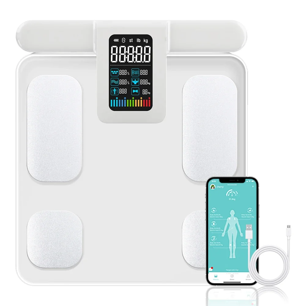 

New Household Weighing Scale Measurement Fat Body Analyzer Composition 8 Electrode Smart Scale for Body Weight