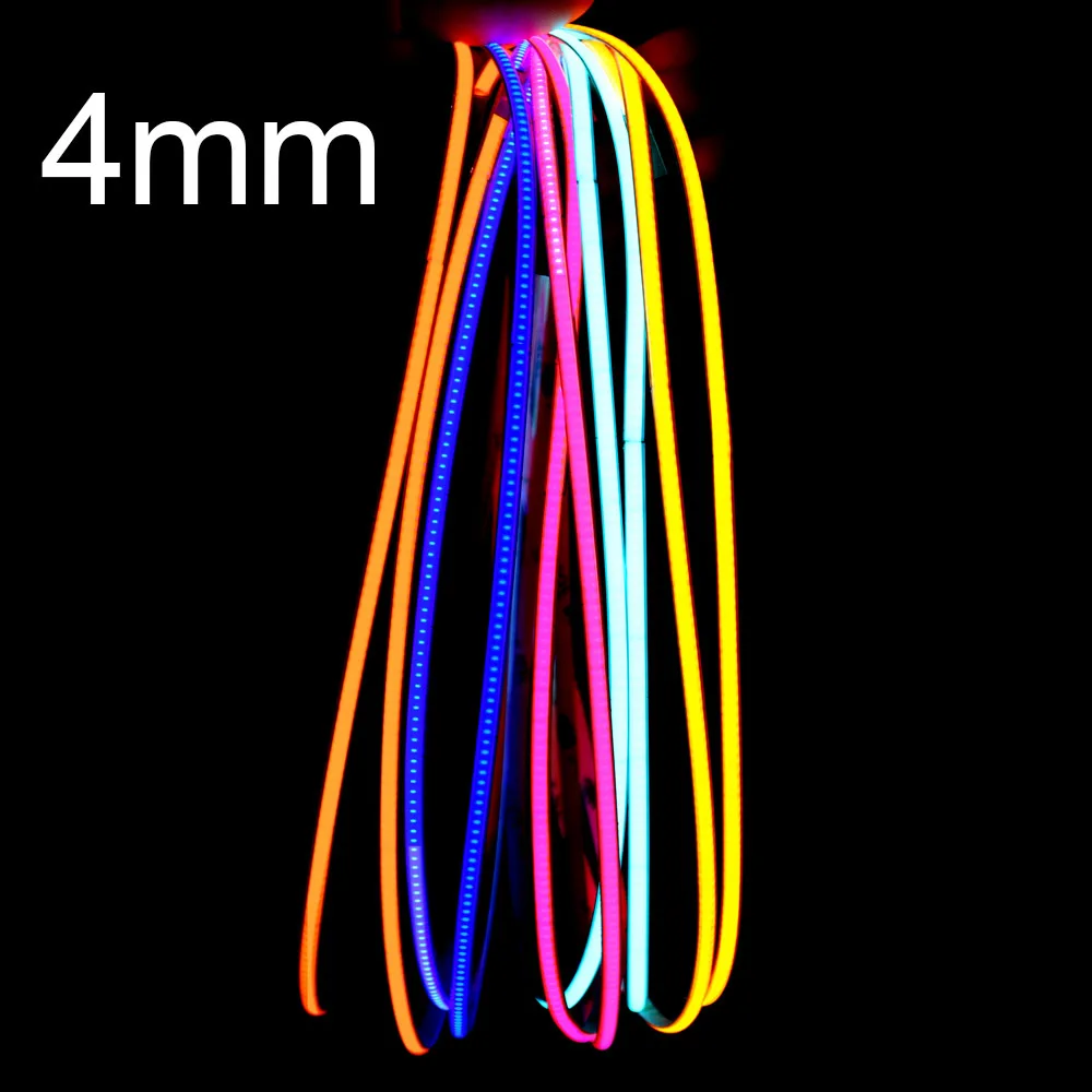 3Mm 4Mm 5Mm Dunne Slanke Cob Led Strip 12V 24V Smalle Flexibele Tape Kamer Muur Auto Natuurlijk Wit 4000K Rood Groen Blauw Oranje Roze