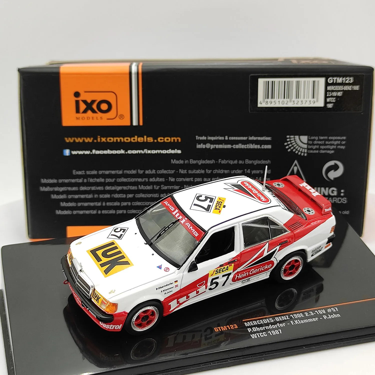 

Diecast IXO 1/43 Scale Mercedes-Benz 190E 2.3-16V#57 Alloy Car Model Collectible Toy Gift Souvenir Display Ornament