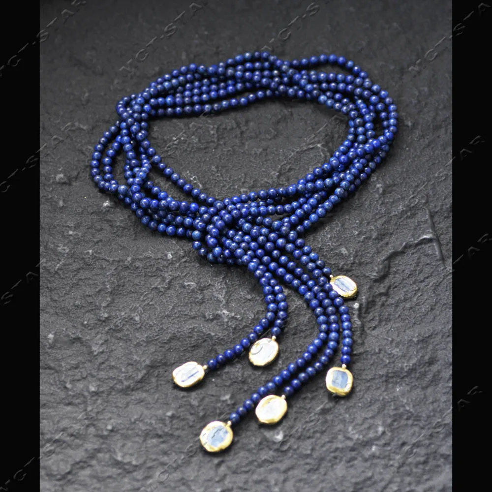 

Ожерелье MTC·STAR из 3 нитей, 49 дюймов, 20 мм, с натуральным синим круглым лазуритом и подвеской в виде монеты из синего кристалла (Z14505)