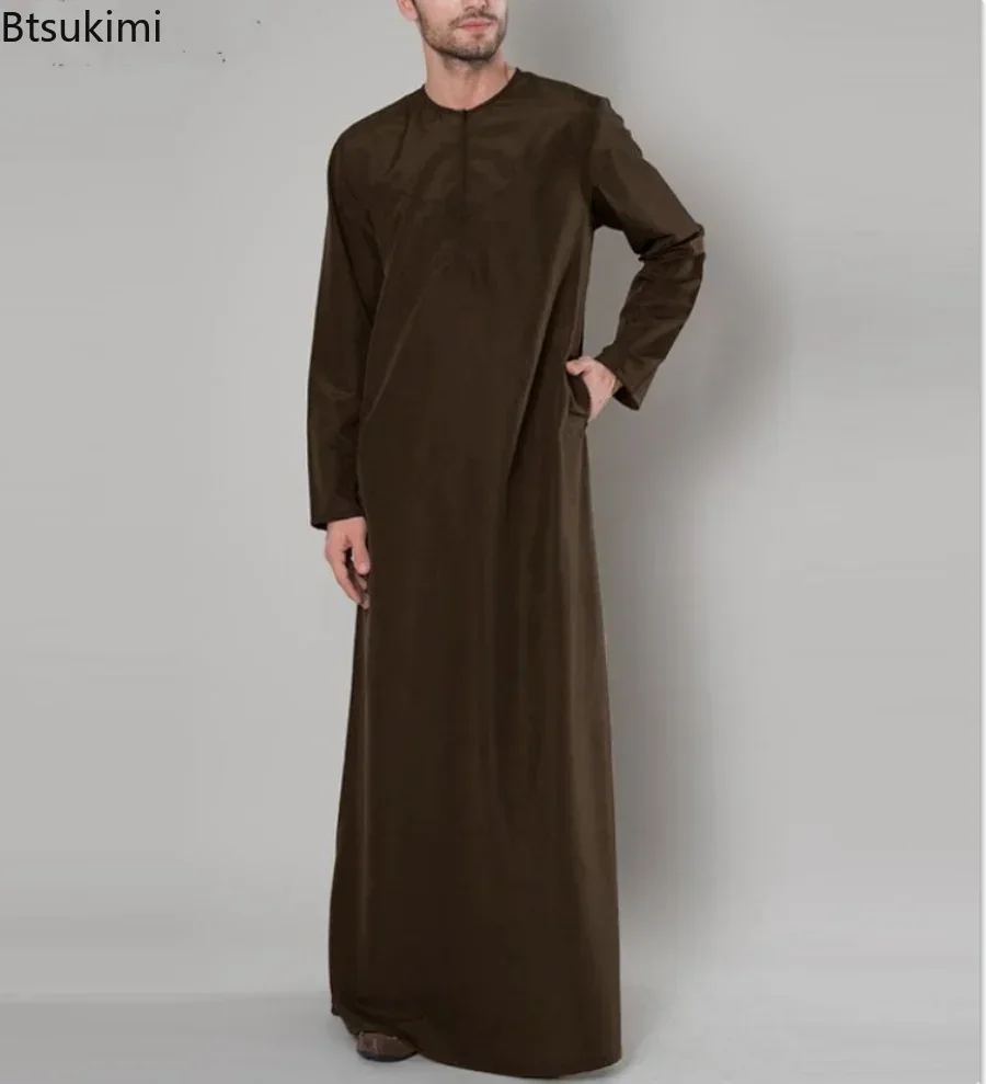 Eid Moslim Jubba Thobe Mannen Ramadan Borduren Lange Gewaad Kaftan Jurk DSaudi Musulman Abaya Dubai Arabische Turkije Islamitische Kleding