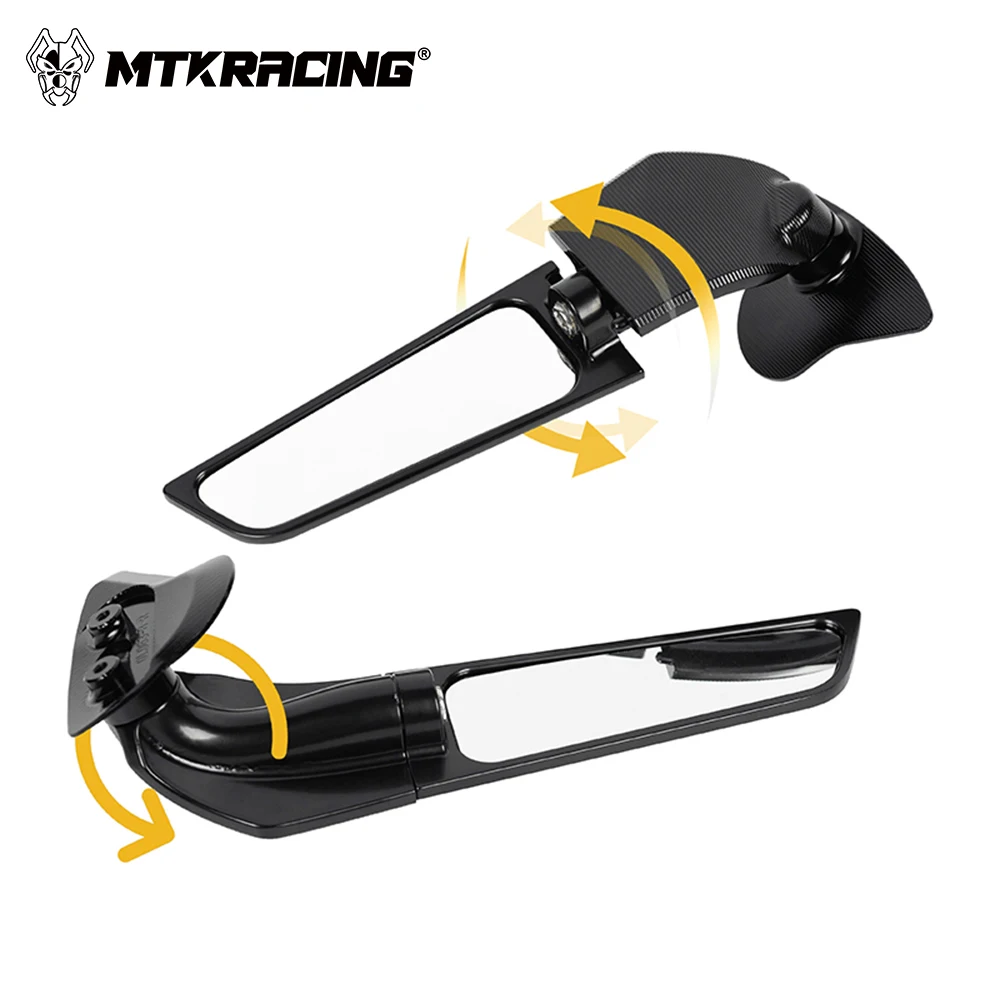 MTKRACING 백미러 윈드 윙, 조정 가능한 회전 사이드 미러 윙렛, 야마하 YZF-R6 2017-2021, YZF-R7 2022-2024