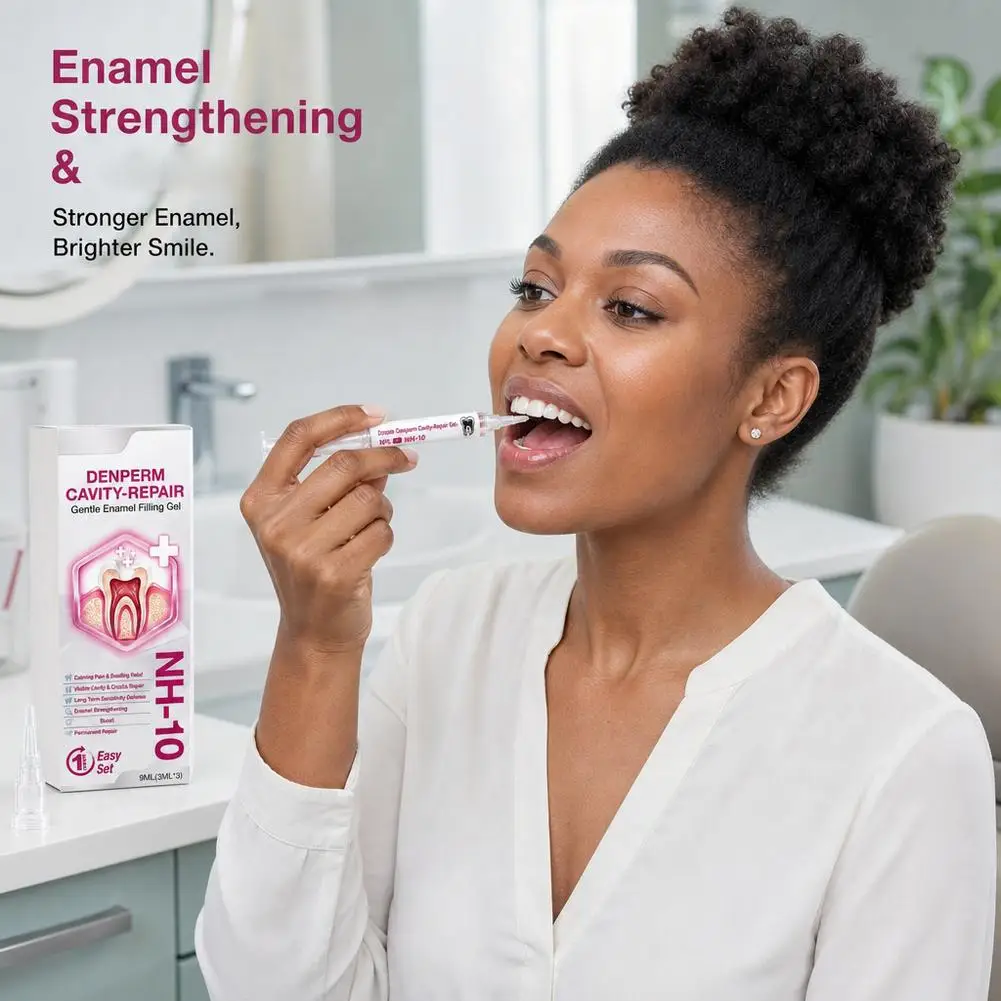 Denperm Cavity Repair Gentle Enamel Filling Gel Tooth Care Gel for Cavity Cracks Strengthen Enamel Relieve Tooth Sensitivity