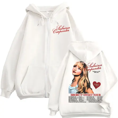 Sabrina Carpenter Short N' Sweet Album Merch cremallera sudaderas con capucha moda estética sudadera con cremallera hombres mujeres Harajuku Y2k jerseys