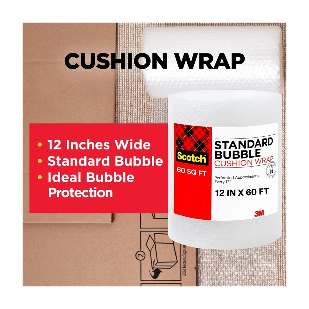 Heavy Duty Bubble Cushion Wrap 60ft x 12in Perforated Roll Shipping Packing Storage Protection of Delicate Items