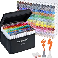 TOUCHNEW Marcadores de alcohol Punta de cepillo suave, 30-168 colores Juego de marcadores de arte con pincel y cincel de doble punta para artistas adultos Dibujo para colorear