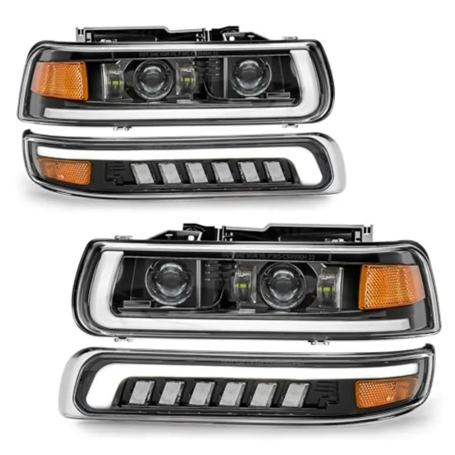 

LED Headlights Assembly Headlamps Replacement Compatible with 1999-2002 Chevy Silverado 2000-2006 Chevy Suburban 00-06 Tahoe DR