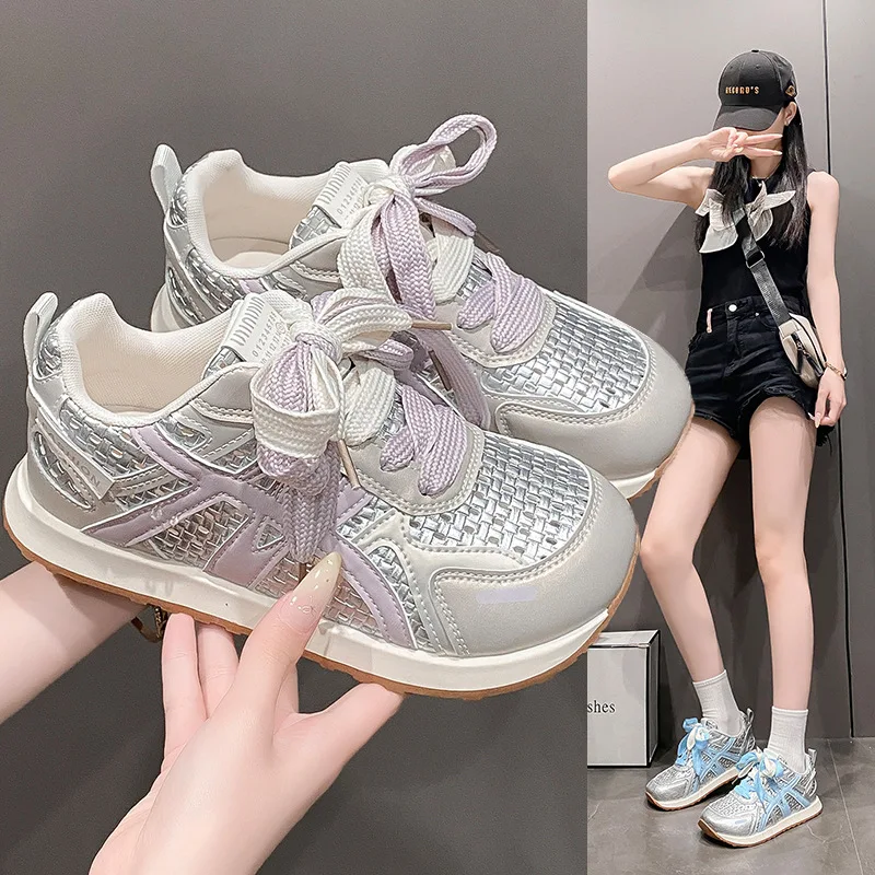 

Летние туфли Kapibara с большим носком и открытым носком, летние женские дышащие кроссовки на шнуровке с низким берцем