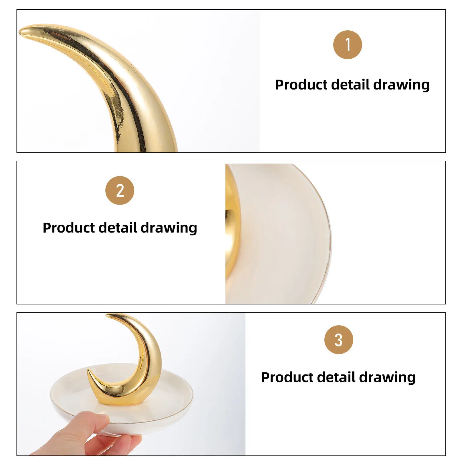 

1Pcs High Quality Waterproof Ceramic Moon Jewelry Storage Tray Fine Workmanship Bracelet Necklace Ring Watch Organizer