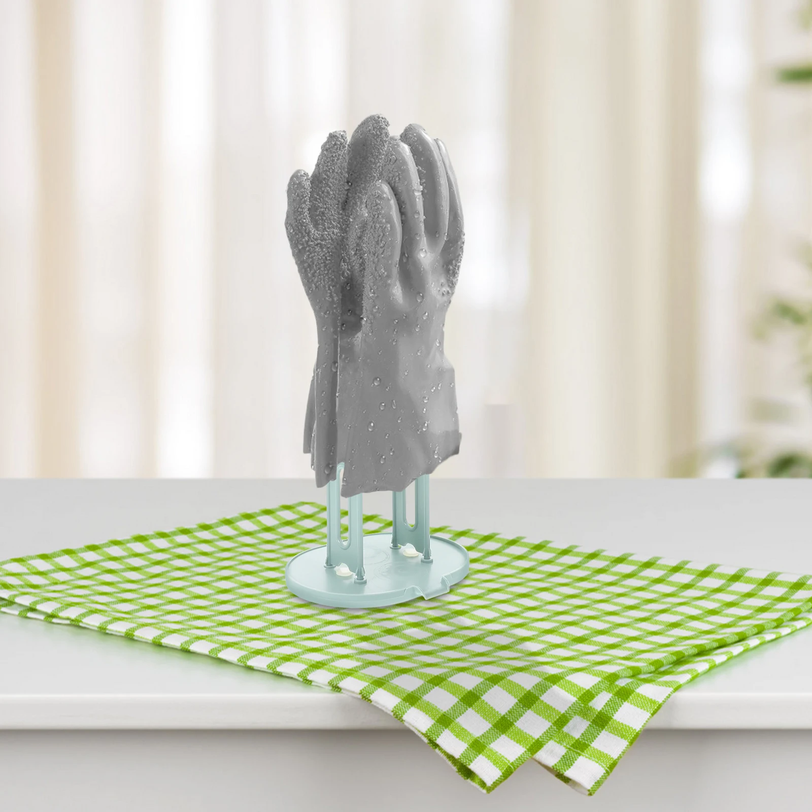 Glove Drying Rack Kitchen Sink Holder Storage Hanger Plastic Desktop Sponge Drain Rack Space Saving Stable Compact