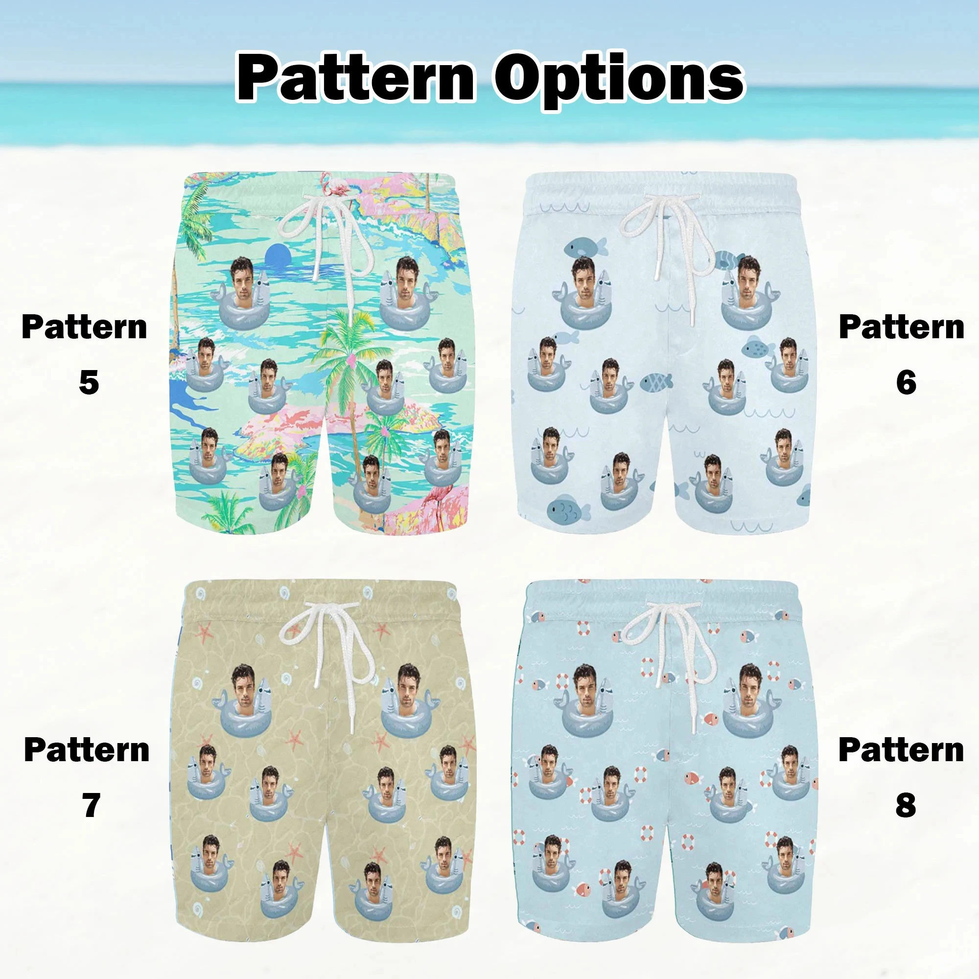 Summer Hawaiian 3D Custom Face Photos Printing Beach Shorts Women Fashion Streetwear Board Shorts Funny Y2k Swimming Shorts Men