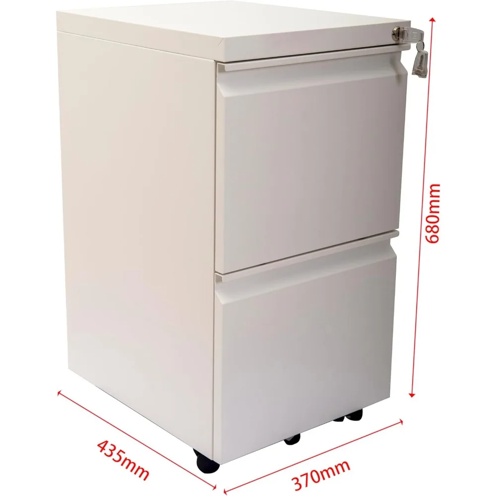 2-Drawer Mobile File Cabinet with Lock Commercial Vertical Cabinet Rolling Filing Cabinet for Letter/A4 Size Free Delivery