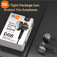 Original Xiaomi D08 Wired Headset HiFi Stereo Heavy bass Earphone Metal Sport Headphones Wired flat-head Earbuds With Mic