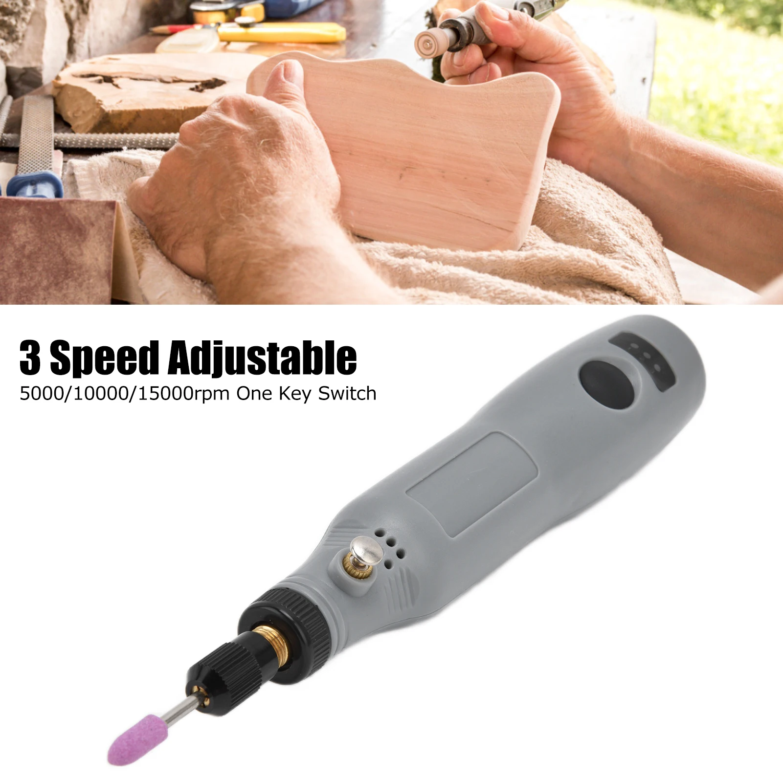 

Набор инструментов для гравировки, легкий мини-набор дрелей DC5V, низковольтный USB, 3-скоростной, регулируемый, для обрезки, резки и полировки.